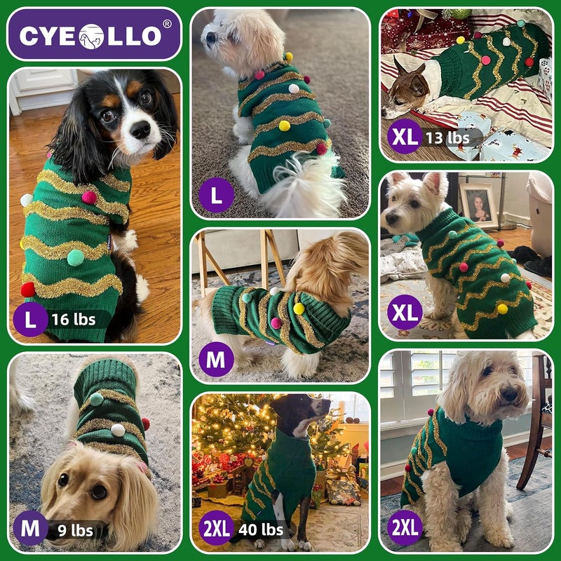 cyeollo Store Dog Sweater Dog Christmas Sweaters Turtleneck Glitter Holiday Doggie Clothes for Cold Weather Winter Pet Outfits for Dogs - Image 4